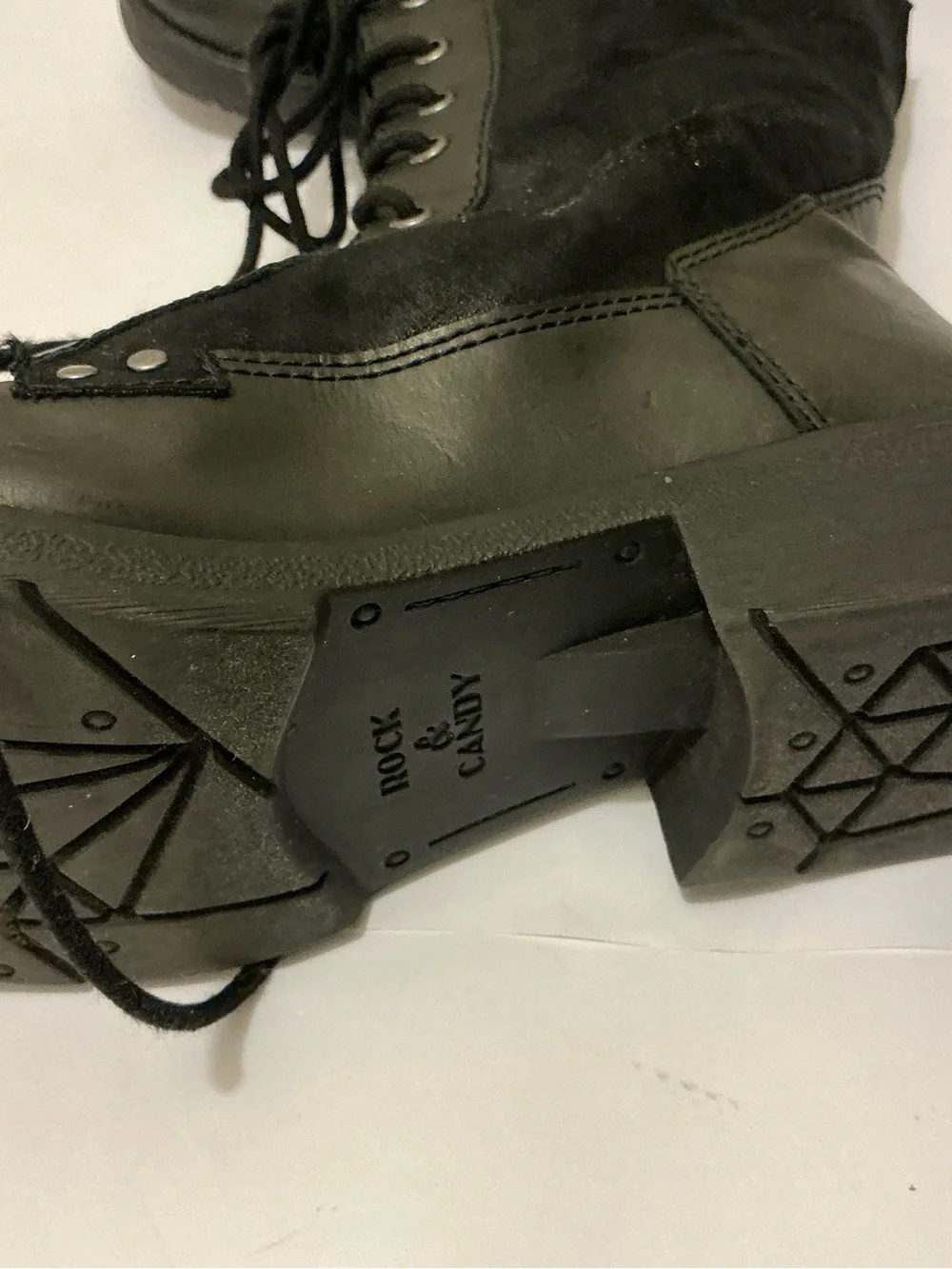Rock & caddy  hettie Lace-Up Combat Boots with Patch Details